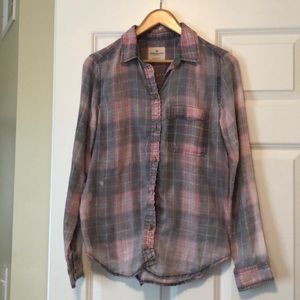American Eagle Lightweight Plaid Shirt Size S